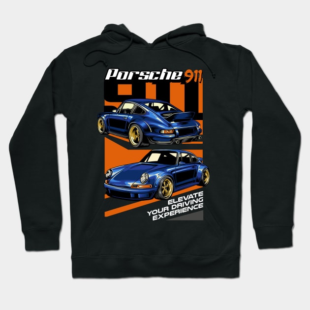 Blue Porsche 911 Hoodie by Harrisaputra